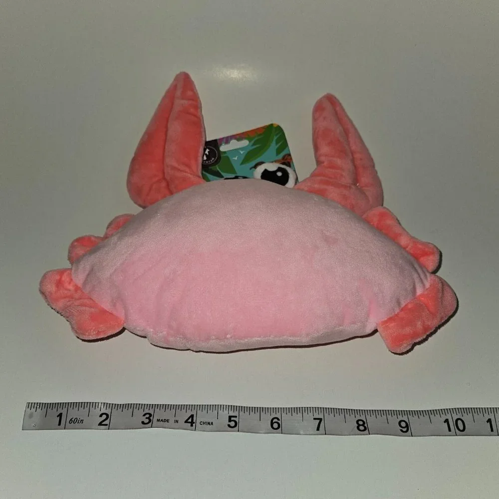 NEW Pawfam Pink Crab Plush Pet Dog Toy Squeaker 10